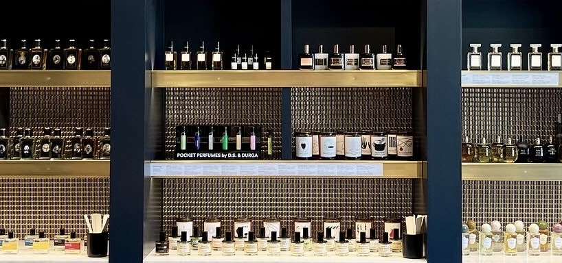 Shelves full of perfume at Ministry of Scent in Pacific Heights (San Francisco).