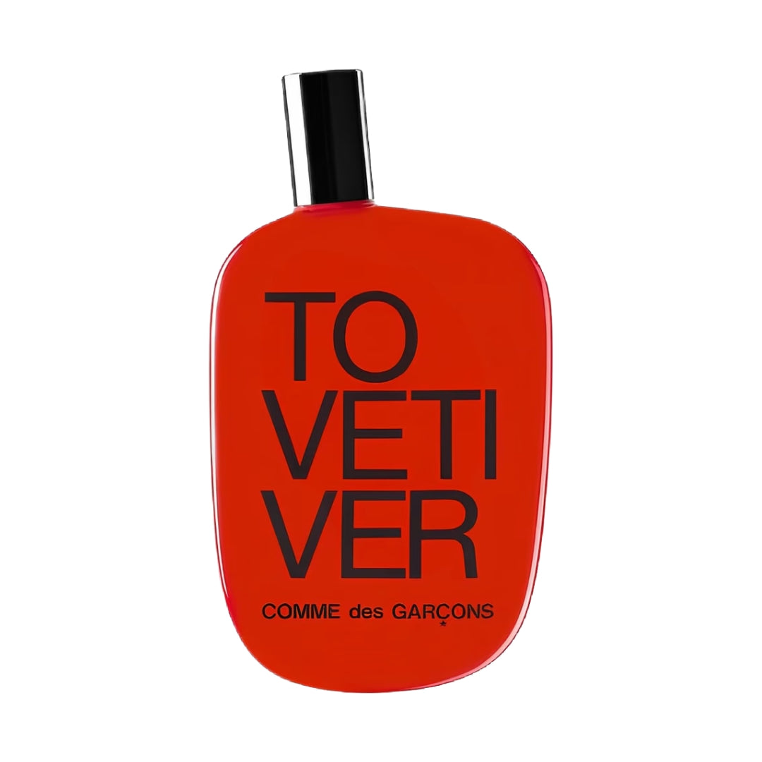 Comme des Garçons To Vetiver eau de parfum opaque red pebble bottle